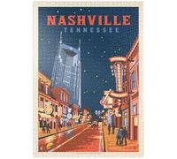 MyPuzzle Nashville, TN : Broadway Lights, Affiche Vintage - Premium 1000 Pièces Puzzle - Collection spéciale MyPuzzle de Anderson Design Group