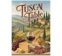 MyPuzzle Nature Morte avec du Vin Et du Fromage, dans Un Paysage Toscan - Premium 1000 Pièces Puzzle - Collection spéciale MyPuzzle de Havana Puzzle Company