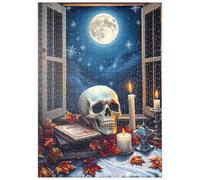 MyPuzzle Nature Morte Mystique avec Tête De Mort, Bougies Et Pleine Lune - Premium 500 Pièces Puzzle - Collection spéciale MyPuzzle de Puzzle Galaxy