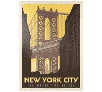 MyPuzzle New York City : Manhattan Bridge, Affiche Vintage - Premium 1000 Pièces Puzzle - Collection spéciale MyPuzzle de Anderson Design Group