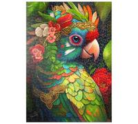 MyPuzzle Perroquet Tropical Coloré avec Couronne De Fleurs - Premium 500 Pièces Puzzle - Collection spéciale MyPuzzle de Puzzle Galaxy