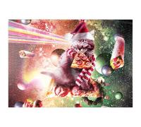 MyPuzzle Pizza Laser Cat Celebrating Christmas - Random Galaxy - Premium 1000 Pièces Puzzle - Collection spéciale MyPuzzle de Tate & Co Puzzles