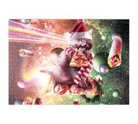 MyPuzzle Pizza Laser Cat Celebrating Christmas - Random Galaxy - Premium 500 Pièces Puzzle - Collection spéciale MyPuzzle de Tate & Co Puzzles