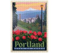 MyPuzzle Portland, Oregon : City of Roses, Poster vintage - Puzzle de 500 pièces de qualité supérieure pour adultes
