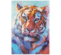 MyPuzzle Portrait Expressionniste Animé d'un Tigre du Bengale - Premium 500 Pièces Puzzle - Collection spéciale MyPuzzle de Puzzle Galaxy