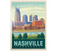 MyPuzzle Puzzle Nashville Skyline: Summer On The Riverfront - Puzzle vintage de 500 pièces pour adultes