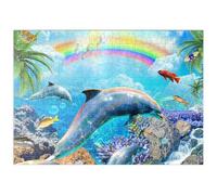 MyPuzzle Rainbow Dolphin Exploring The Ocean Skies - Galaxie Aléatoire - Premium 500 Pièces Puzzle - Collection spéciale MyPuzzle de Tate & Co Puzzles