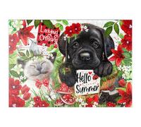 MyPuzzle Red Blossom Buddies Puppy Cat Hummingbird - Sheena Pike - Premium 500 Pièces Puzzle - Collection spéciale MyPuzzle de Tate & Co Puzzles