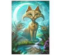 MyPuzzle Reflections Cat Green Reflection Pool - Jeff Haynie - Premium 500 Pièces Puzzle - Collection spéciale MyPuzzle de Tate & Co Puzzles