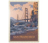 MyPuzzle San Francisco, CA : Golden Gate-Water's Edge, Poster vintage - Puzzle de 500 pièces de qualité supérieure pour adultes