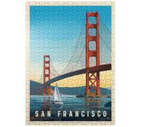MyPuzzle San Francisco : Under The Golden Gate - Puzzle vintage de 500 pièces pour adultes
