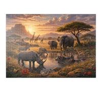 MyPuzzle Savane Africaine Waterhole Sunset Wildlife - Premium 1000 Pièces Puzzle - Collection spéciale MyPuzzle de Puzzle Galaxy