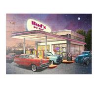 MyPuzzle Station-Service Rétro avec Voitures Anciennes - Scène Nostalgique des Années 50 - Premium 100 Pièces Puzzle - Collection spéciale MyPuzzle de Puzzle Galaxy
