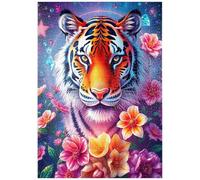 MyPuzzle Tigre Cosmique Vivant avec Fleurs Et Pierres Précieuses - Premium 1000 Pièces Puzzle - Collection spéciale MyPuzzle de Puzzle Galaxy