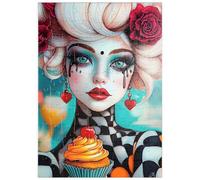 MyPuzzle Une Femme Bizarre avec Un Cupcake Et Un Maquillage Surréaliste - Premium 100 Pièces Puzzle - Collection spéciale MyPuzzle de Puzzle Galaxy