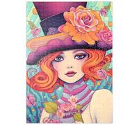 MyPuzzle Une Rousse Espiègle avec Un Chapeau À Fleurs - Premium 500 Pièces Puzzle - Collection spéciale MyPuzzle de Puzzle Galaxy