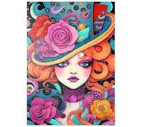 MyPuzzle Une Rousse Espiègle avec Un Chapeau Rose - Premium 200 Pièces Puzzle - Collection spéciale MyPuzzle de Puzzle Galaxy