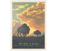 MyPuzzle Wind Cave National Park : Bison Sunrise, Affiche Vintage - Premium 500 Pièces Puzzle - Collection spéciale MyPuzzle de Anderson Design Group
