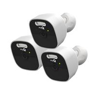 myQ - Lot de 3 caméras d'extérieur à Batterie | Caméra 2K, Vision Nocturne en Couleur, projecteur, alertes de Mouvement, Vue en Direct avec Conversation bidirectionnelle, sans Fil, résistante aux