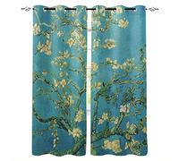 MYQF Rideaux Salon Fleur d'amandier Van Gogh 3D Impression Rideaux De Fenêtre D'effet Thermique Insonorisation Salon Chambre à Coucher Décoration 220x215cm