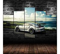 Myrdsio Decoration Murale 5 Parties Imprimé Sur Toile Intissee 911 Gt3 Rs Super Car Image Xxl Motif Moderne Dcoration 150×80Cm Avec Cadre