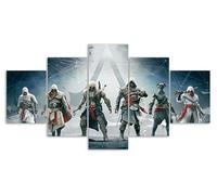 Myrdsio Decoration Murale 5 Parties Imprimé Sur Toile Intissee Assassin'S Creed Ezio Edward Image Xxl Motif Moderne Dcoration 150×80Cm Avec Cadre