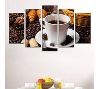 Myrdsio Decoration Murale 5 Parties Imprimé Sur Toile Intissee Coffee Linen/Sizel Image Xxl Motif Moderne Dcoration 150×80Cm Avec Cadre