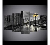 Myrdsio Decoration Murale 5 Parties Imprimé Sur Toile Intissee Photos D'Art Mural Blanc Noir Image Xxl Motif Moderne Dcoration 150×80Cm Avec Cadre