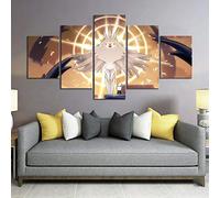Myrdsio Impression Sur Toile 5 Parties Image Imprimée Sur Toile Affiche Du Jeu Hollow Knight Glowing Eyes Peinture Décoration Murale 150×80Cm Avec Cadre Artwork Peinture