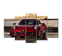 Myrdsio Impression Sur Toile 5 Parties Image Imprimée Sur Toile Alfa Romeo 4C Supercar Peinture Décoration Murale 150×80Cm Avec Cadre Artwork Peinture