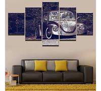Myrdsio Impression sur Toile 5 Parties Image Imprimée sur Toile Beetle Car Cute Landscape Pictures Peinture Décoration Murale 150×80Cm avec Cadre Artwork Peinture