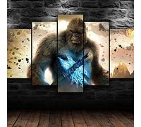 Myrdsio Impression Sur Toile 5 Parties Image Imprimée Sur Toile Combat De Costra King Kong Peinture Décoration Murale Avec Cadre Artwork Peinture