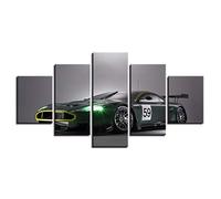 Myrdsio Impression Sur Toile 5 Parties Image Imprimée Sur Toile Green Luxury Super Sports F1 Peinture Décoration Murale 150×80Cm Avec Cadre Artwork Peinture