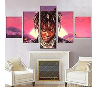Myrdsio Impression sur Toile 5 Parties Image Imprimée sur Toile Legends Never Die Rap Singer Juice Wrld Hip-Hop Peinture Décoration Murale 150×80Cm avec Cadre Artwork Peinture