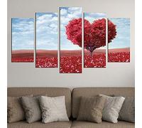 Myrdsio Impression Sur Toile 5 Parties Image Imprimée Sur Toile Modern Love Tree Peinture Décoration Murale 150×80Cm Avec Cadre Artwork Peinture
