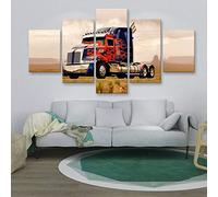 Myrdsio Impression Sur Toile 5 Parties Image Imprimée Sur Toile Movie Autobots Optimus Truck Car Peinture Décoration Murale 150×80Cm Avec Cadre Artwork Peinture