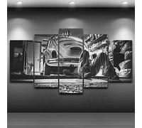 Myrdsio Impression Sur Toile 5 Parties Image Imprimée Sur Toile Old Car Repairing On Peinture Décoration Murale 150×80Cm Avec Cadre Artwork Peinture