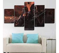 Myrdsio Impression Sur Toile 5 Parties Image Imprimée Sur Toile Peinture Mandalorienne Star Wars Peinture Décoration Murale 150×80Cm Avec Cadre Artwork Peinture
