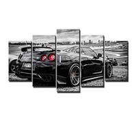 Myrdsio Impression Sur Toile 5 Parties Image Imprimée Sur Toile Voiture De Sport Gtr Peinture Décoration Murale 150×80Cm Avec Cadre Encadrée Prêt À Accrocher Artwork La Peinture
