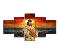 Myrdsio Impressions sur Toile 5 Panneaux Muraux Affiche De Jésus Religieux Tableau Decoration Murale Tendu sur Chassis Encadrée,Toile Salon Tableaux Murale Decoration