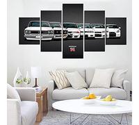 Myrdsio Impressions sur Toile 5 Panneaux Muraux Affiche De Voiture GTR Voiture De Sport Tableau Decoration Murale Tendu sur Chassis Encadrée,Toile Salon Tableaux Murale Decoration