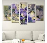 Myrdsio Impressions Sur Toile 5 Panneaux Muraux Art Flowers Purple And White Tableau Decoration Murale Tendu Sur Chassis Encadrée,Toile Salon Tableaux Murale Decoration
