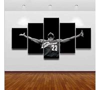 Myrdsio Impressions Sur Toile 5 Panneaux Muraux Basketball Sports Peinture James Poster Tableau Decoration Murale Tendu Sur Chassis Encadrée,Toile Salon Tableaux Murale Decoration