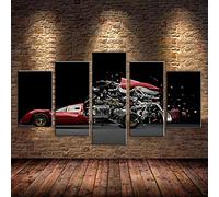 Myrdsio Impressions sur Toile 5 Panneaux Muraux Combinaison De Pièces Automobiles pour Voitures De Sport Tableau Decoration Murale Tendu sur Chassis Encadrée,Toile Salon Tableaux Murale Decoration