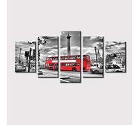 Myrdsio Impressions Sur Toile 5 Panneaux Muraux Great Bus Red Fashion Tableau Decoration Murale Tendu Sur Chassis Encadrée,Toile Salon Tableaux Murale Decoration
