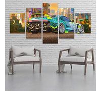 Myrdsio Impressions Sur Toile 5 Panneaux Muraux Jeu De Peinture De Voiture De Sport De Luxe Tableau Decoration Murale Tendu Sur Chassis Encadrée,Toile Salon Tableaux Murale Decoration