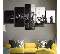 Myrdsio Impressions Sur Toile 5 Panneaux Muraux Jeu Rainbow Six Siege Tableau Decoration Murale 150×80Cm,Tendu Sur Chassis Encadrée,Moderne Toile Salon Tableaux Murale Decoration