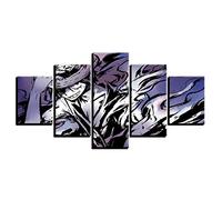 Myrdsio Impressions Sur Toile 5 Panneaux Muraux Luffy Anime Characters Cartoon Tableau Decoration Murale 150×80Cm,Tendu Sur Chassis Encadrée,Moderne Toile Salon Tableaux Murale Decoration