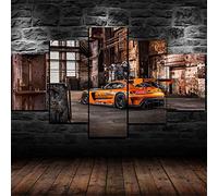 Myrdsio Impressions Sur Toile 5 Panneaux Muraux Merce Des-Amg Gt3 Super Car Poster Tableau Decoration Murale 150×80Cm,Tendu Sur Chassis Encadrée,Moderne Toile Salon Tableaux Murale Decoration