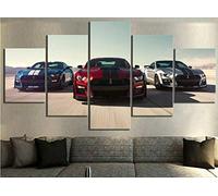 Myrdsio Impressions Sur Toile 5 Panneaux Muraux Mustang Shelby Gt500 Voiture 5 Pièces Tableau Decoration Murale Tendu Sur Chassis Encadrée,Toile Salon Tableaux Murale Decoration